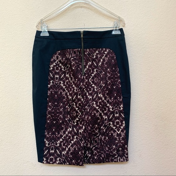 Club Monaco Black EDITH Black Maroon Panel Skirt B2/18 - Picture 4 of 7